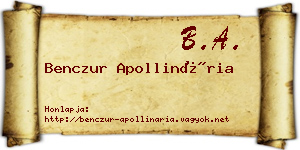 Benczur Apollinária névjegykártya